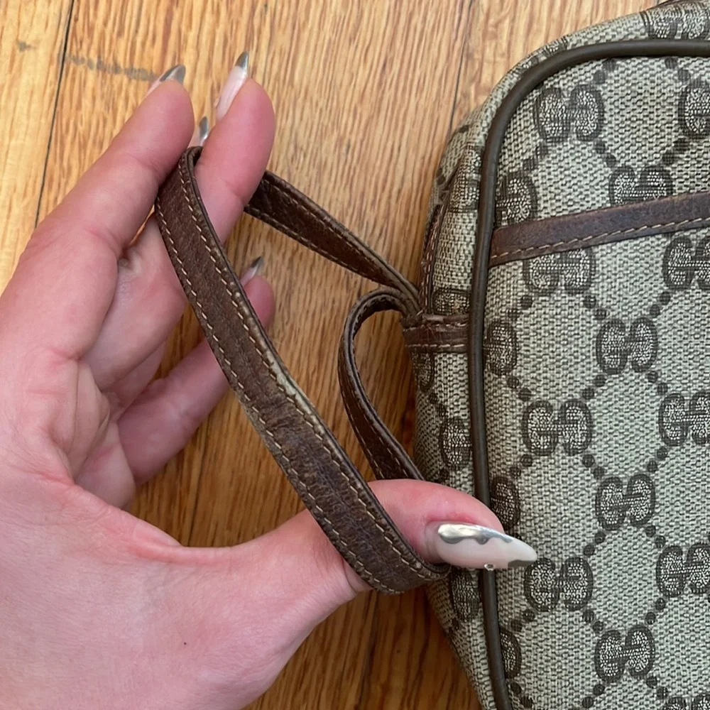 Vintage Gucci GG Brown Canvas Zip Logo Clutch - Picture 9 of 14